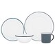 image 1 of Argon Tableware 16 Piece White Enamel Dinner Set - cm - Blue