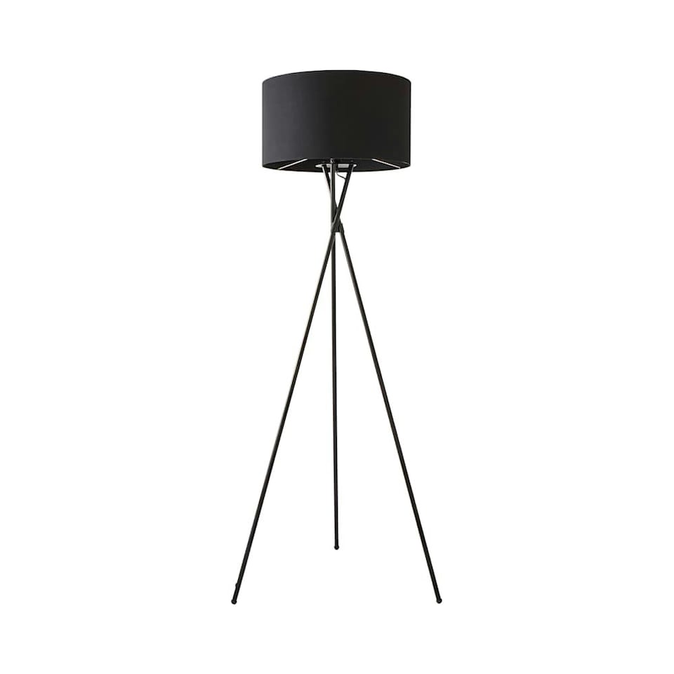 image 1 of ValueLights Camden Black Tripod Floor Lamp Black Shade & Bulb Black