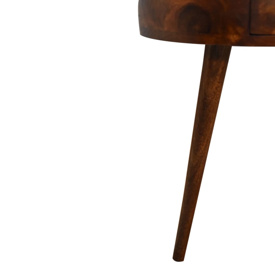 image 1 of Artisan Furniture Solid Wood Chestnut Semi Circle Bedside