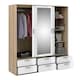 image 5 of Line Wardrobe 3 Doors 6 Drawers in Oak with White High Gloss
