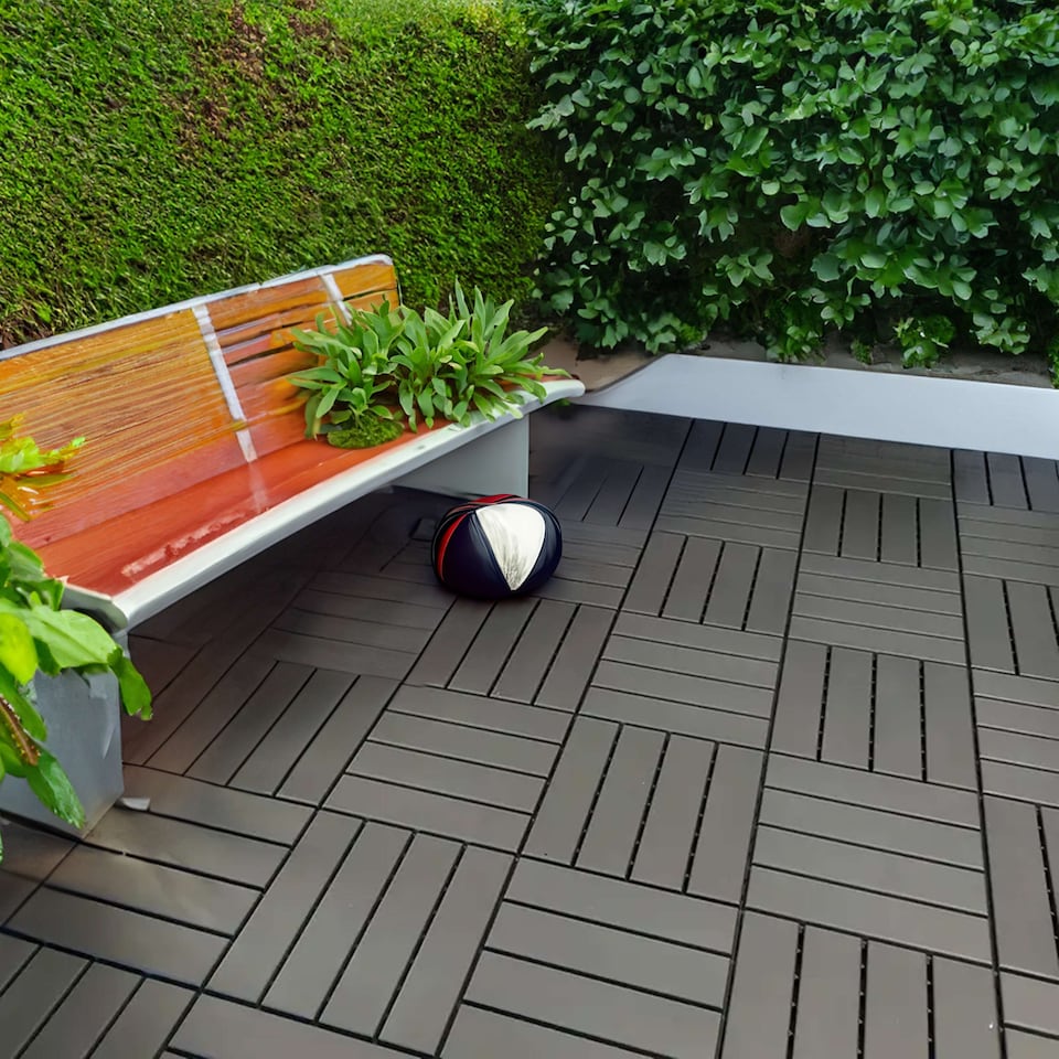 image 1 of Polydeck PVC Interlocking Decking Tiles - Grey | Grey | Pack of 36