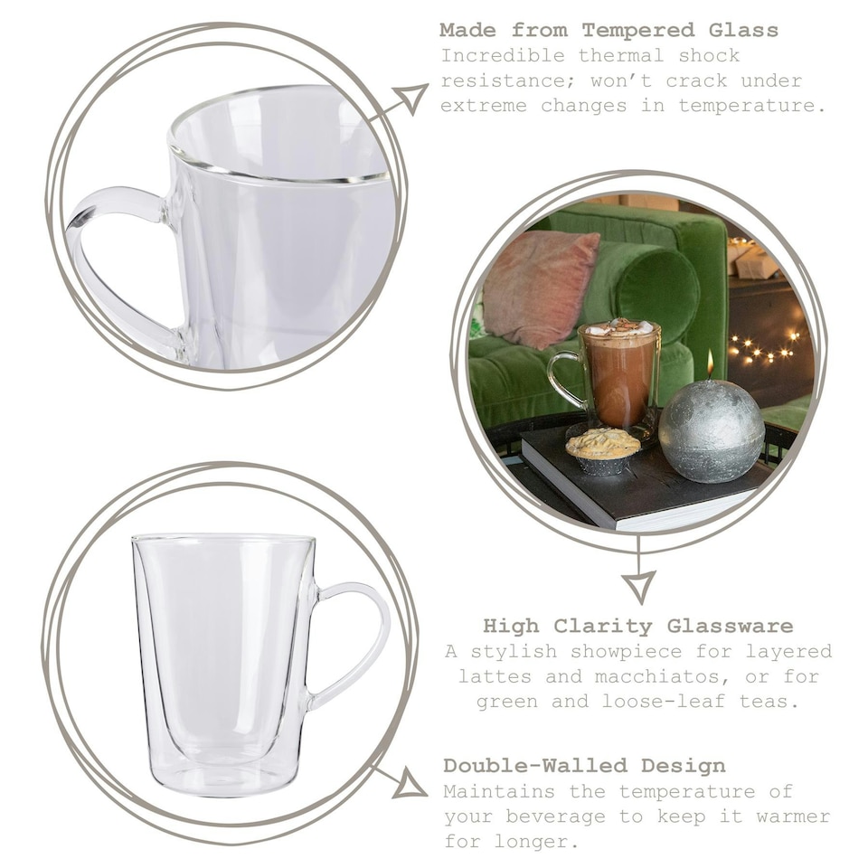 image 1 of Rink Drink Double Walled Coffee Glasses - 285ml - Pack of 6 Clear