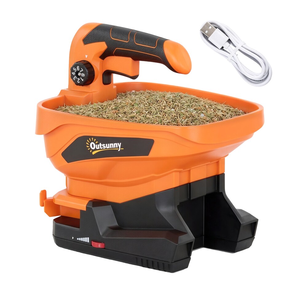 image 1 of Outsunny Cordless Spreader, 3.3L Handheld Seed Spreader with Adjustable Flow
