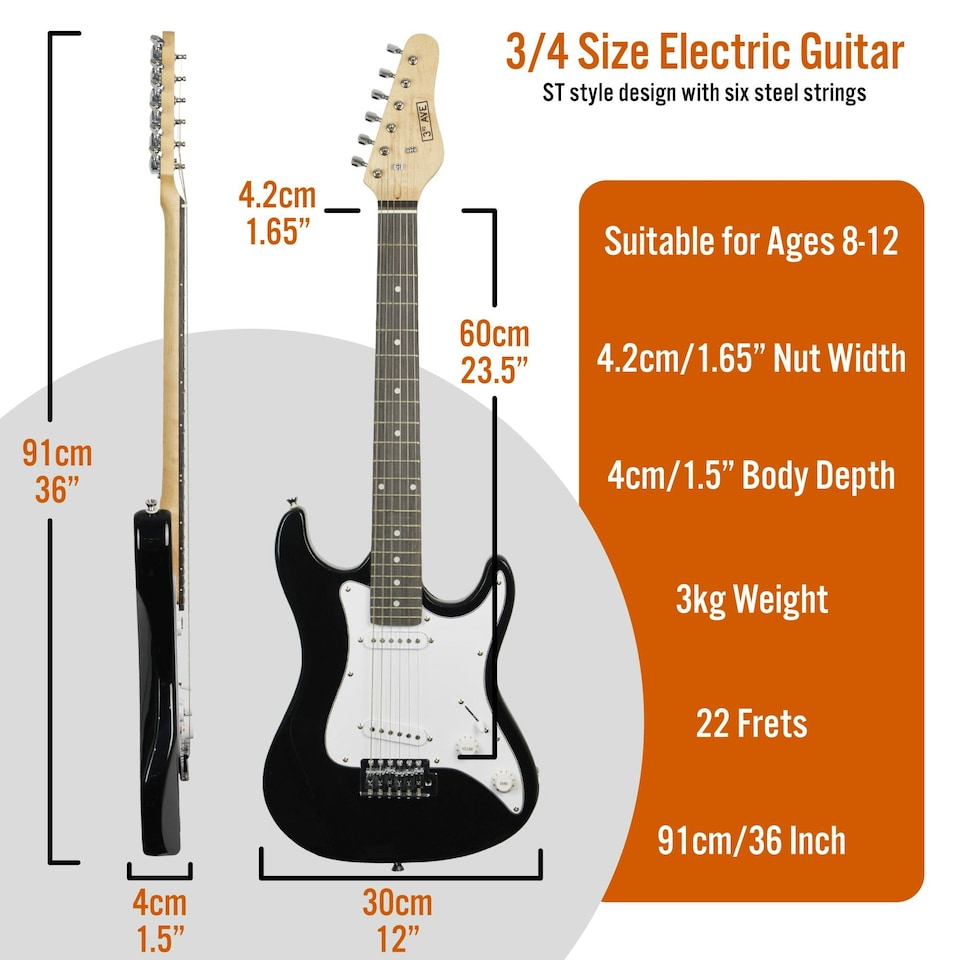 image 1 of 3rd Avenue 3/4 Size Electric Guitar Red