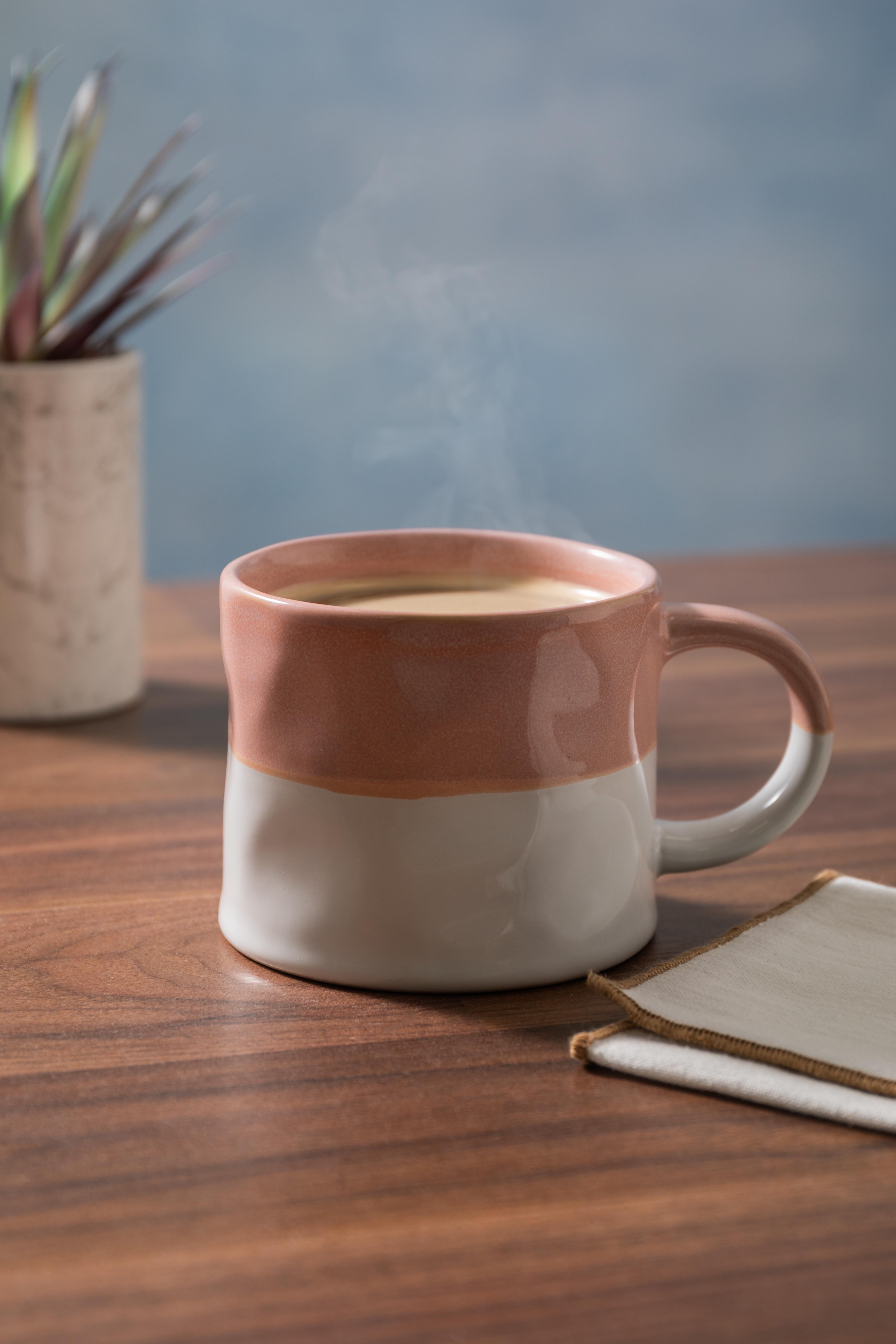 Mikasa Set of 4 Ombre Pink & White Stoneware Mugs in Baby Pink