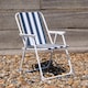 image 6 of Harbour Housewares Folding Metal Beach Chairs - Blue Stripe - Pack of 2 | Blue | Blue