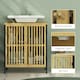 image 8 of HOMCOM Under Sink Bathroom Cabinet, Bamboo Sink Storage Cabinet Slat Doors Yellow | Natural wood finish