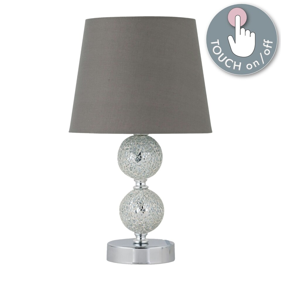 image 1 of Mosaic Touch Lamp with Grey Shade Chrome | Grey