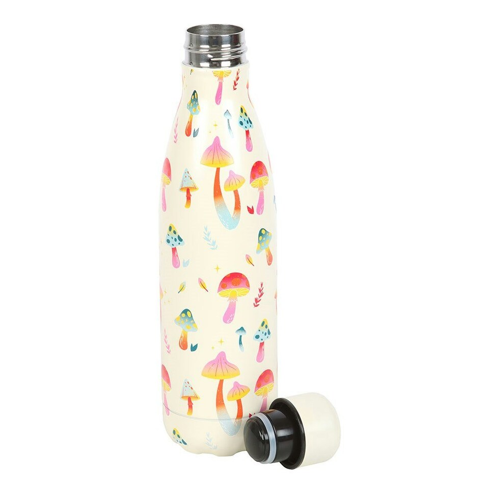 image 1 of Something Different Funky Fungi Mushroom Steel Water Bottle - White/Pink/Blue - One Size