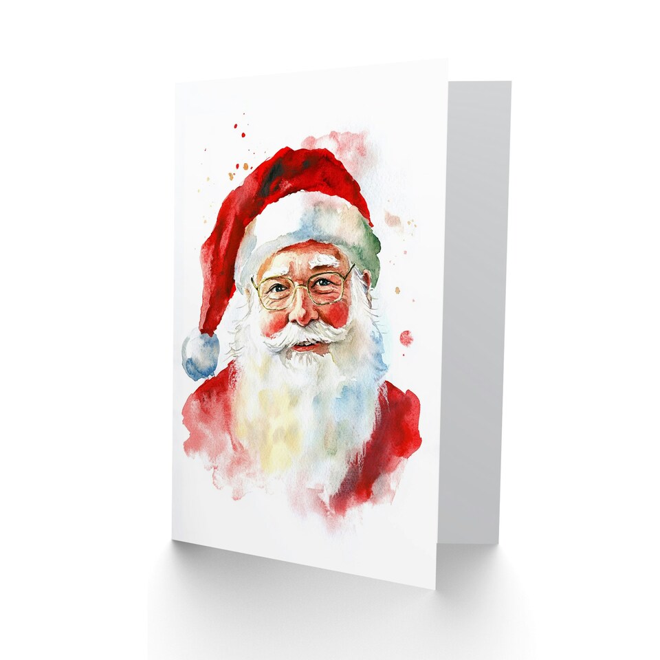 image 1 of Santa Claus Bright Portrait Blank For Him Or Her Art Xmas Festive Christmas Card