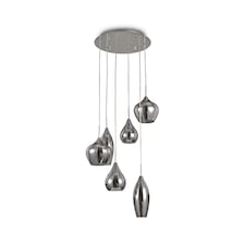 Soft 6 Light Spiral Cluster Ceiling Pendant Grey, E14