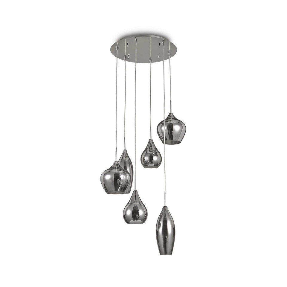 image 1 of Soft  6 Light Spiral Cluster Ceiling Pendant Grey, E14