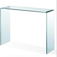 Crystal Large Stylish Curved Glass Hallway Console Table | Clear | Clear