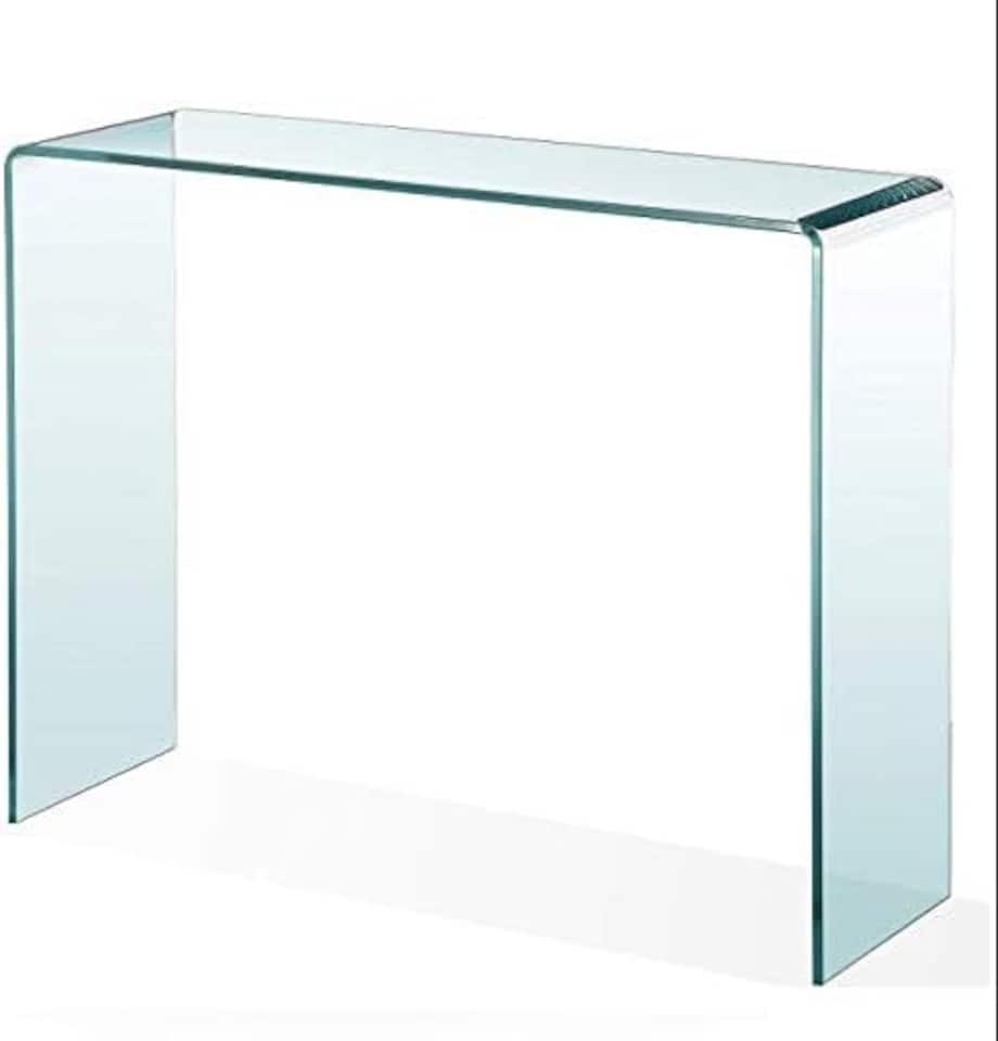 image 1 of Crystal Large Stylish Curved Glass Hallway Console Table | Clear | Clear