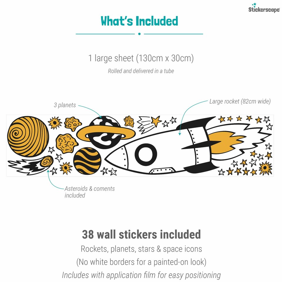 image 1 of Rocket and Stars Wall Stickers