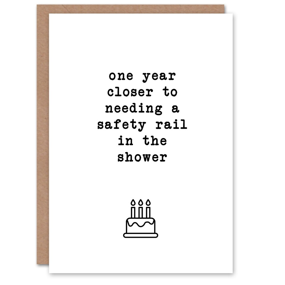 image 1 of Closer To Needing Shower Safety Rail Old Age Joke Birthday Card