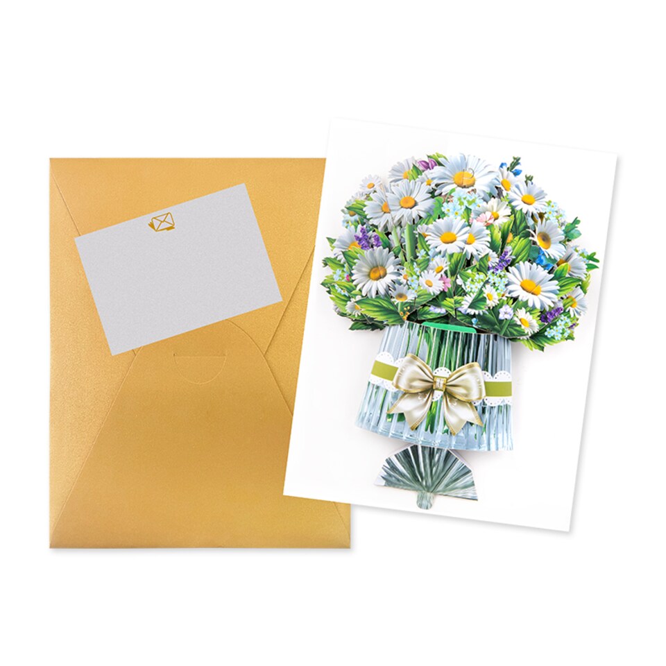 image 1 of Garden Grace Daisies & Butterflies 3D Pop Up Floral Vase Greeting Card