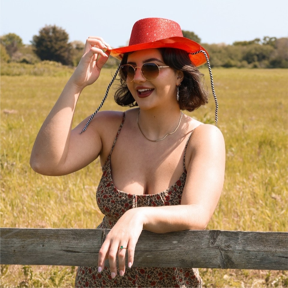 image 1 of Pack of 6 Red Glitter Cowboy Hat Red | One Size