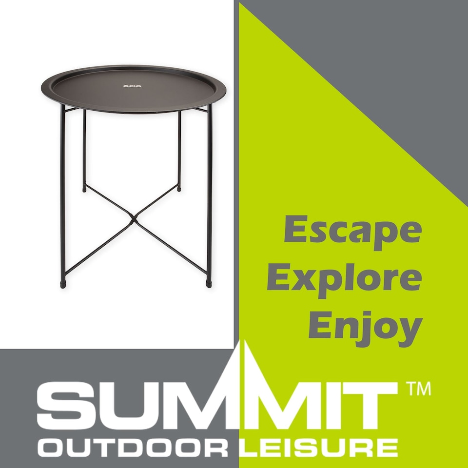 image 1 of vfm-estore Collapsible Round Side Table Tray - Strong Frame Black 46x52cm