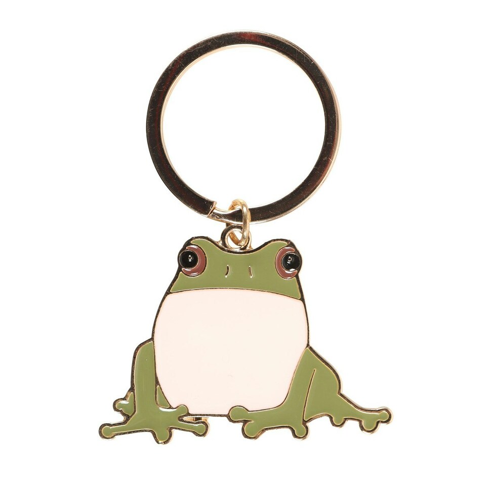 image 1 of Something Different Lucky Frog Keyring - Green/White-Blue - One Size