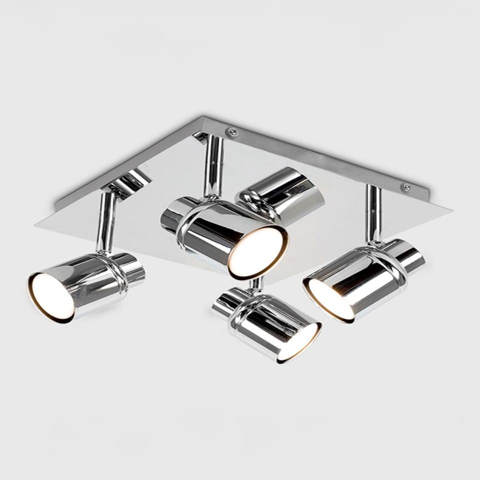 image 1 of ValueLights Benton Chrome IP44 Square Bathroom Ceiling Light & Bulb | Chrome