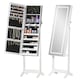 image 1 of HOMCOM Jewellery Cabinet with LED Light, Lockable Jewellery Organiser with Full-Length Mirror for Bedroom Dressing Room, White