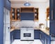 image 6 of Modern Ribbed Honeycomb Glass Pendant Light Shade in Midnight Blue 26cm Diameter | Blue
