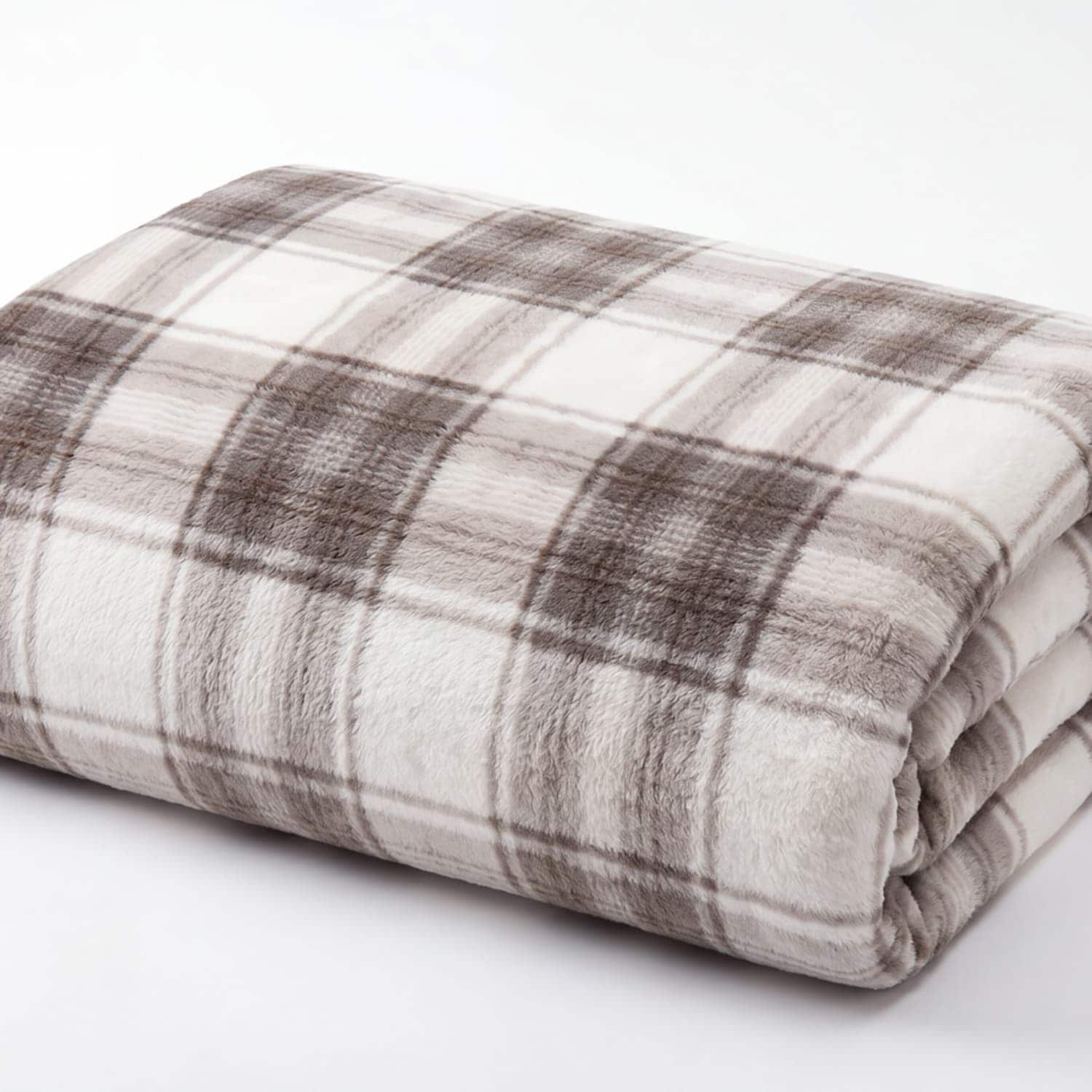 Coco Touch Heavyweight Natural Check Flannel Fleece Throw