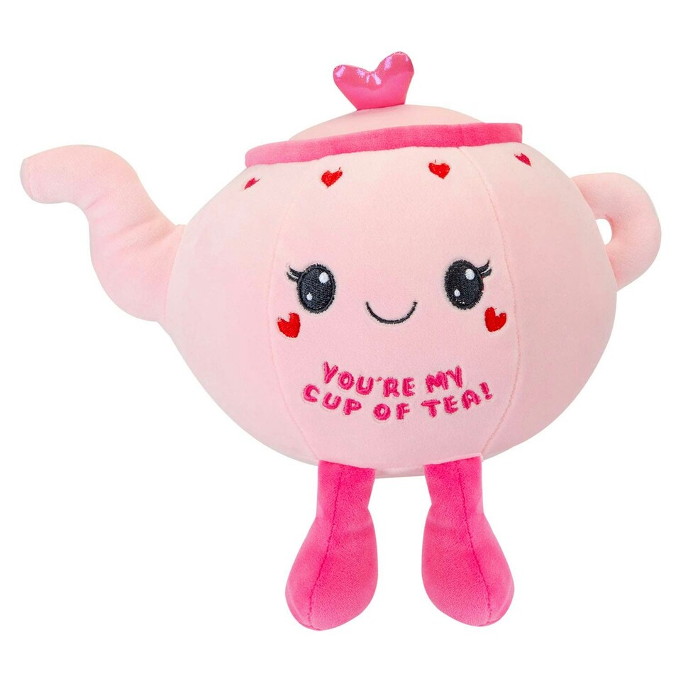 image 1 of Teapot Soft Toy Cute Plushie Huggable Cuddly Stuffed Toy 25cm Pink