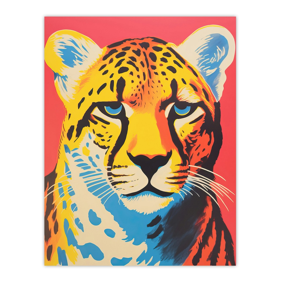 image 1 of Modern Duotone Coral Yellow Orange Bright Black Framed Wall Art Print A4