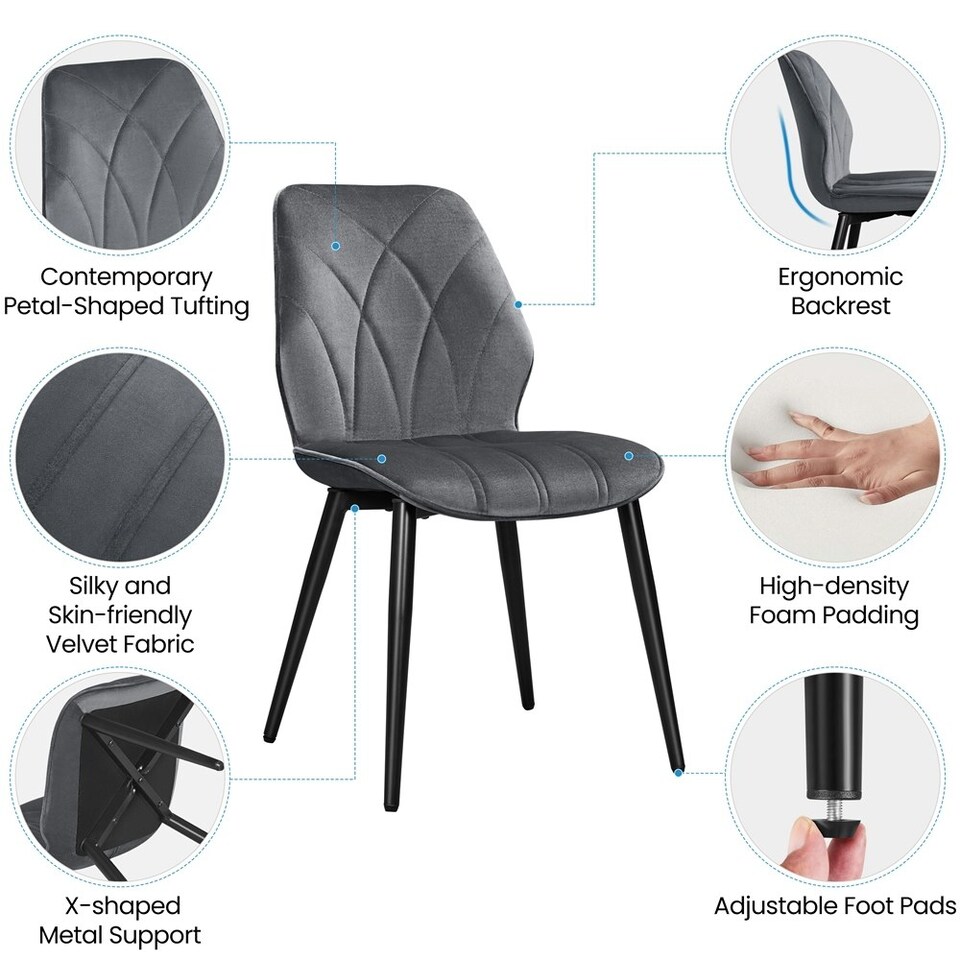 image 1 of Yaheetech Set of 2 Faux Leather Dining Kitchen Chairs Grey | Dark Grey