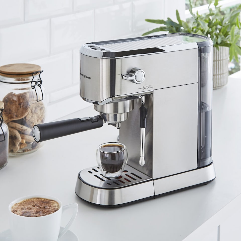 image 1 of MORPHY RICHARDS TRADITIONAL COMPACT PUMP ESPRESSO MACHINE STAINLESS STEEL