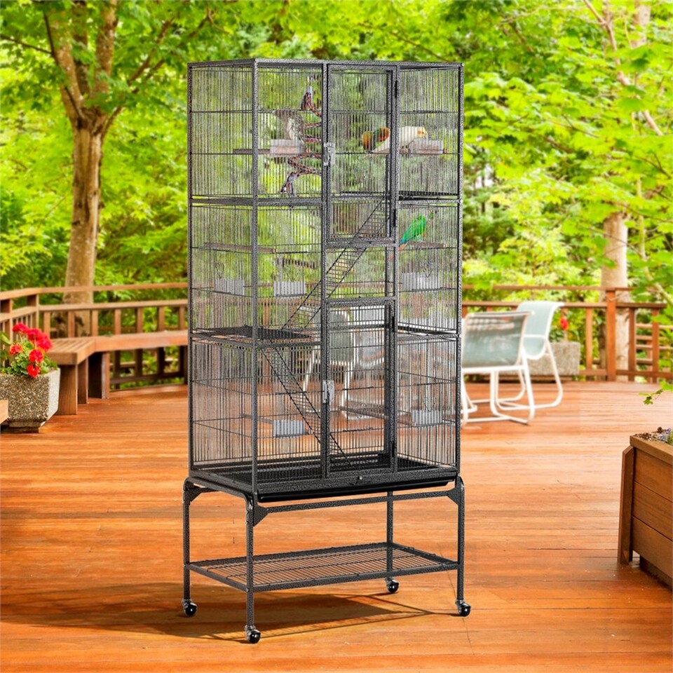 image 1 of Yaheetech 175.5 cm Tall Extra Large Pet Cage for Small Animals Black