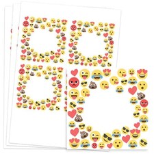 Emoji Design 95mm Square Sticker sheet of 4