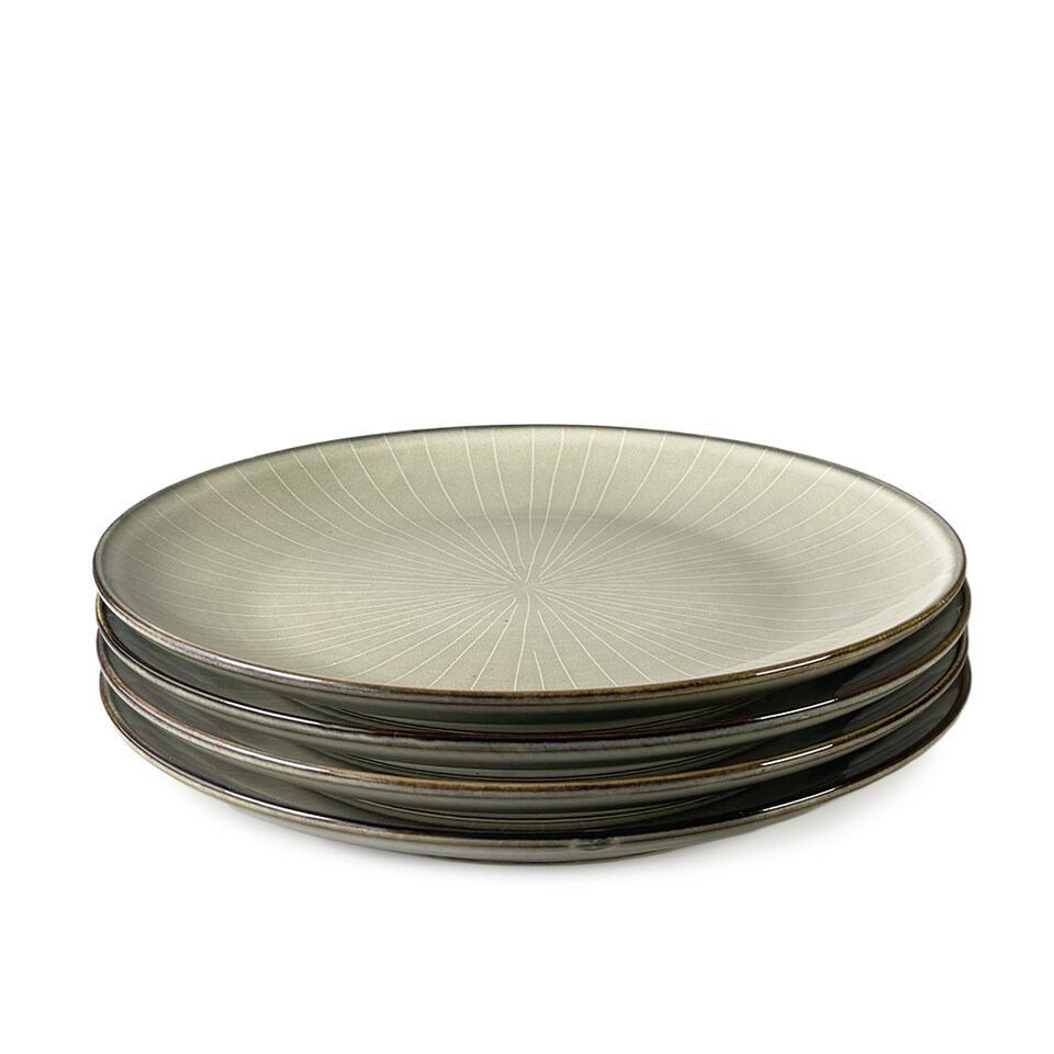 image 1 of Scandi Home Set of 4 Fika Ceramic Oatmeal Artisan Glaze Dinner Plates | Cream | Cream
