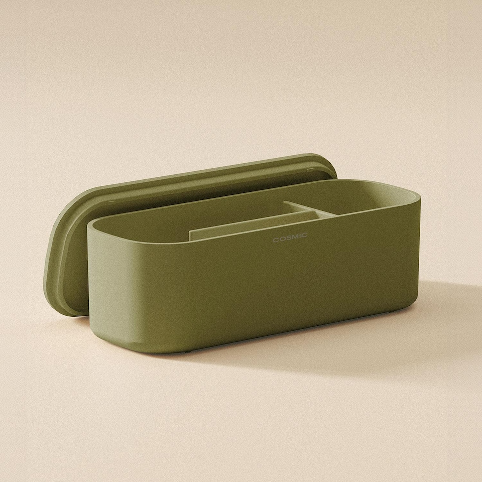 image 1 of COSMIC Bathroom Organiser,Storage Box, With Lid, Green, ALIFE Collection
