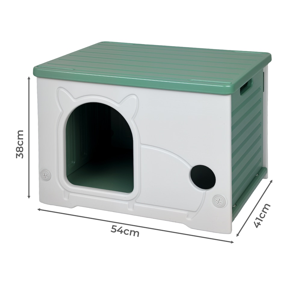 image 1 of Skylos Dog Kennel Plastic Puppy Shelter Pet House Weatherproof Outdoor Indoor