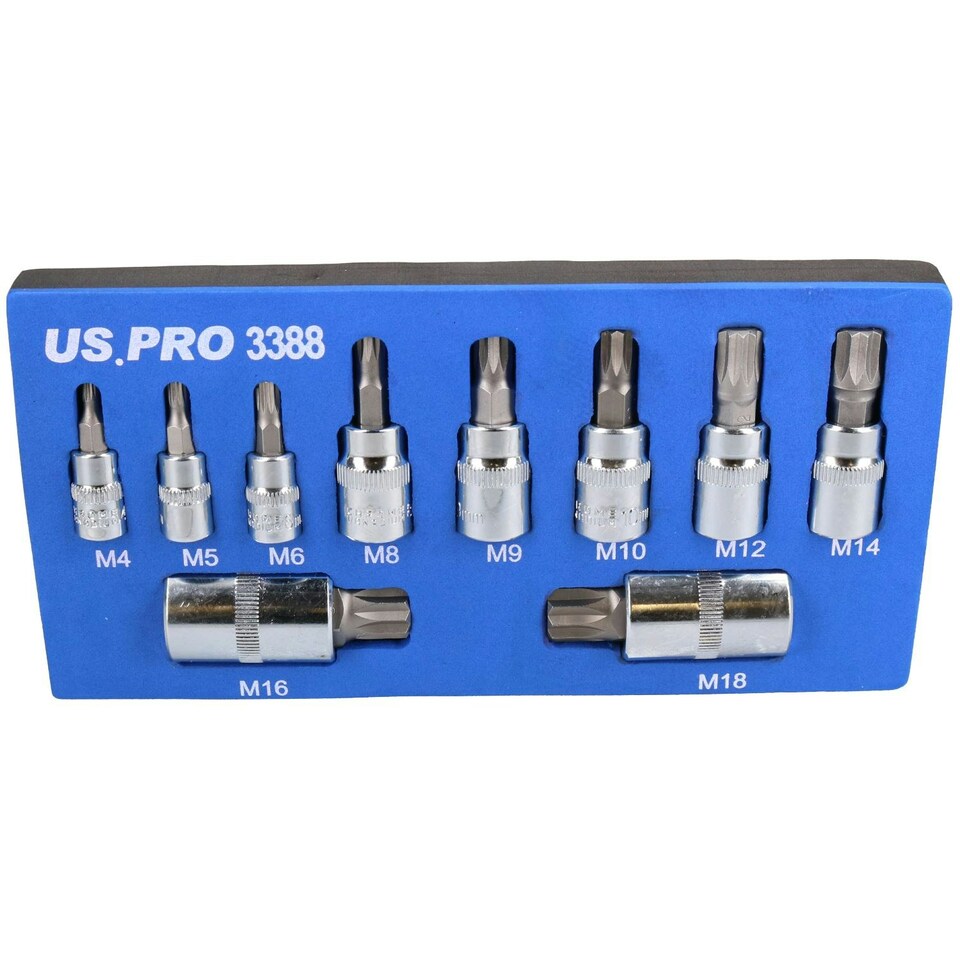 image 1 of Triple Square Spline And Tamperproof Sockets 1/4" 3/8" And 1/2" Dr 10pcs AT303