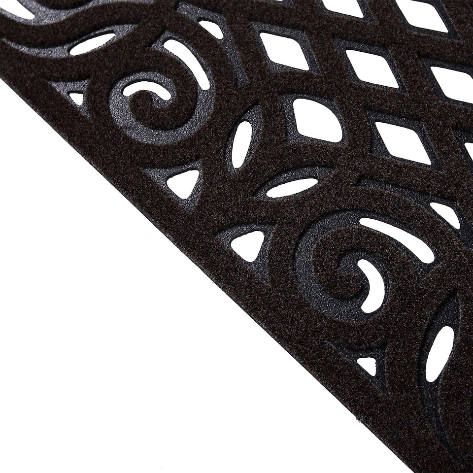 image 1 of Nicoman Victorian Style Halfmoon Rubber Outdoor Door Mat Brown 75 x 44cm