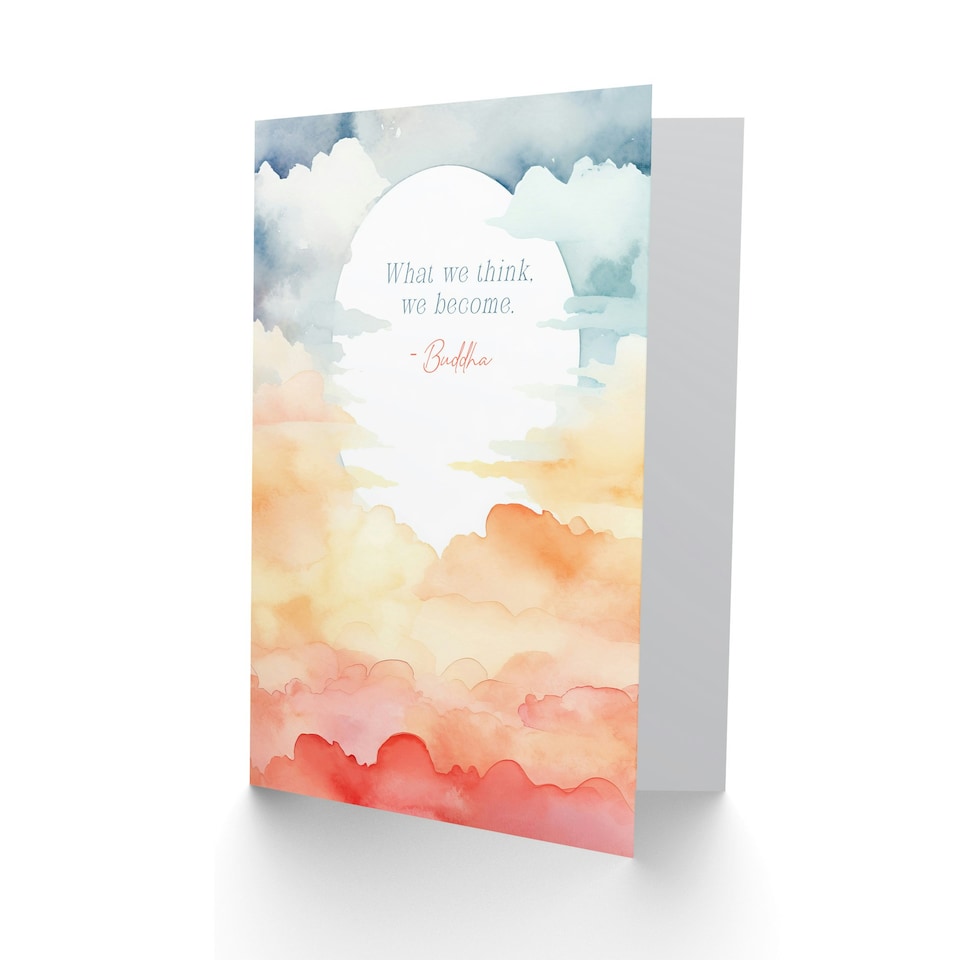 image 1 of What We Think We Become Buddhist Mindfulness Quote Spiritual Birthday Card