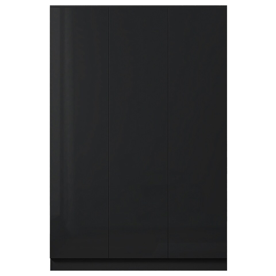 image 1 of FWStyle Stora 3 Door Wardrobe - Black Gloss Front Black