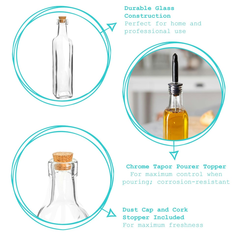 image 1 of Argon Tableware Olive Oil Pourer Bottle with Cork Lid - 250ml
