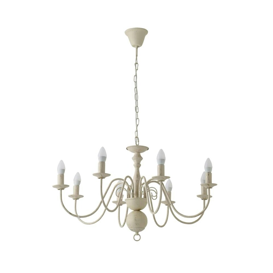 image 1 of ValueLights Traditional Style 8 Way White Distressed Ceiling Light Chandelier Fitting | Cream