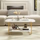 image 4 of COSTWAY Faux Marble Top Coffee Table 2-tier Tea Table White