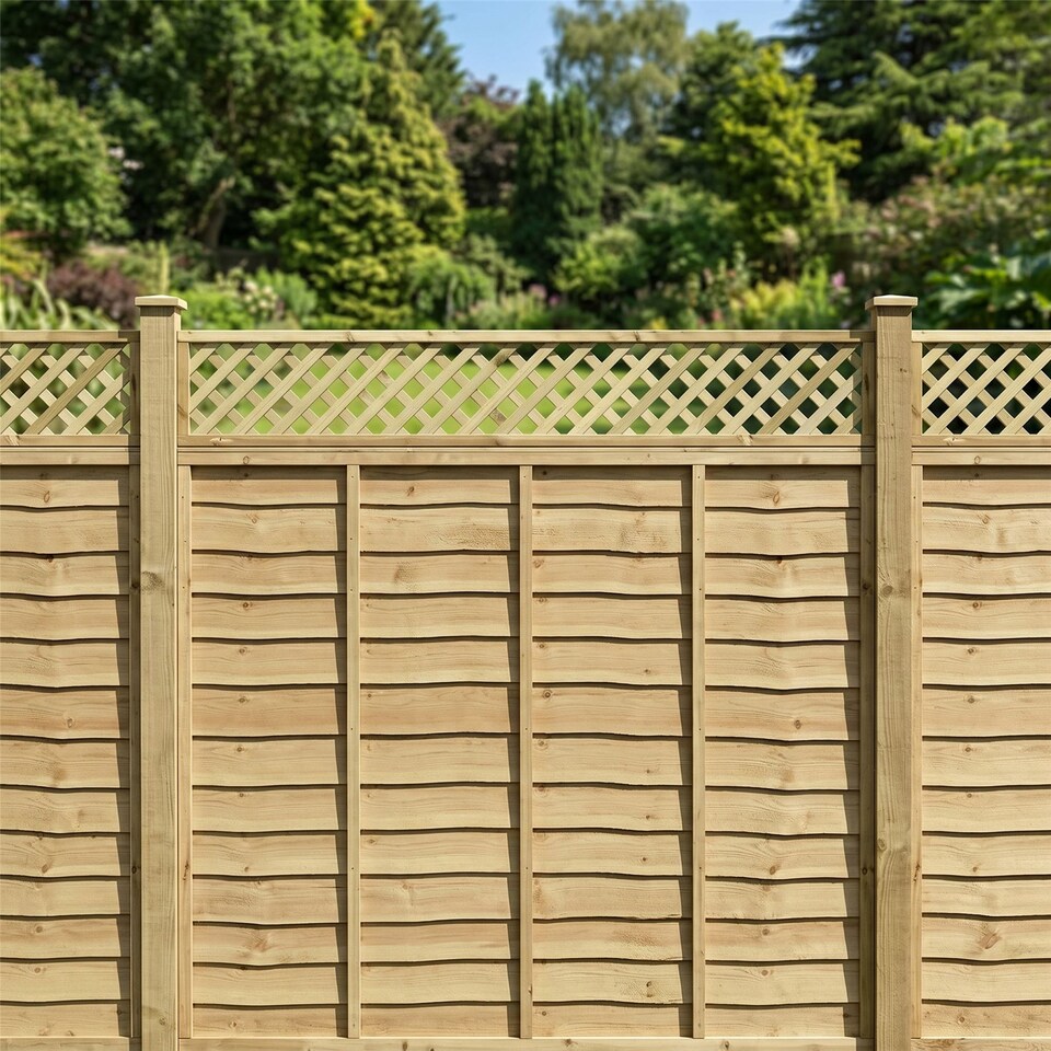 image 1 of Urban Diamond Wooden  W:6ft x H:3ft Trellis Heavy Duty Fence Topper Panel (Pack of 5)