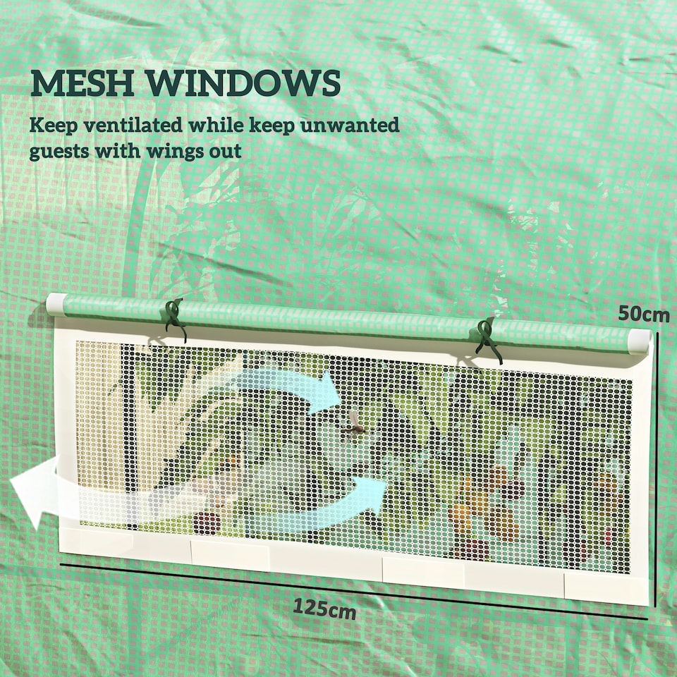 image 1 of Outsunny 3 x 2 x 2m Polytunnel Greenhouse with Doors and Mesh Windows
