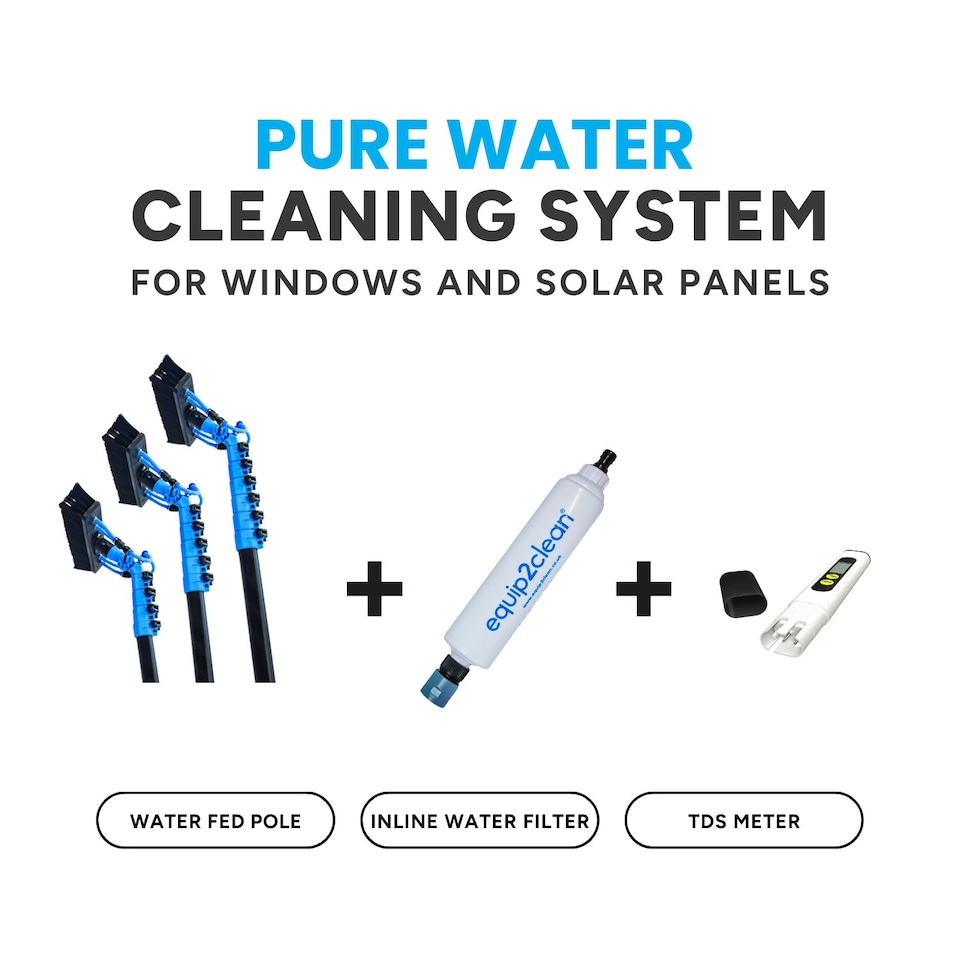 image 1 of Aquaspray® Bundle Kit - 30ft Water-fed Telescopic Extendable Window Cleaning Pole + Inline Di-Filter + TDS Meter Black