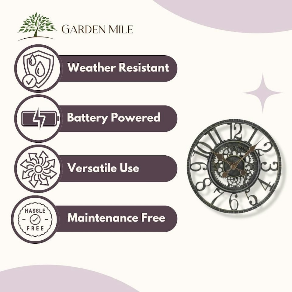 image 1 of Marco Paul 12in Grey Waterproof Garden Clock Grey