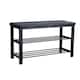 image 7 of Metal Shoe Bench with Storage Shelfs For Entryway Hallway Seating | Black