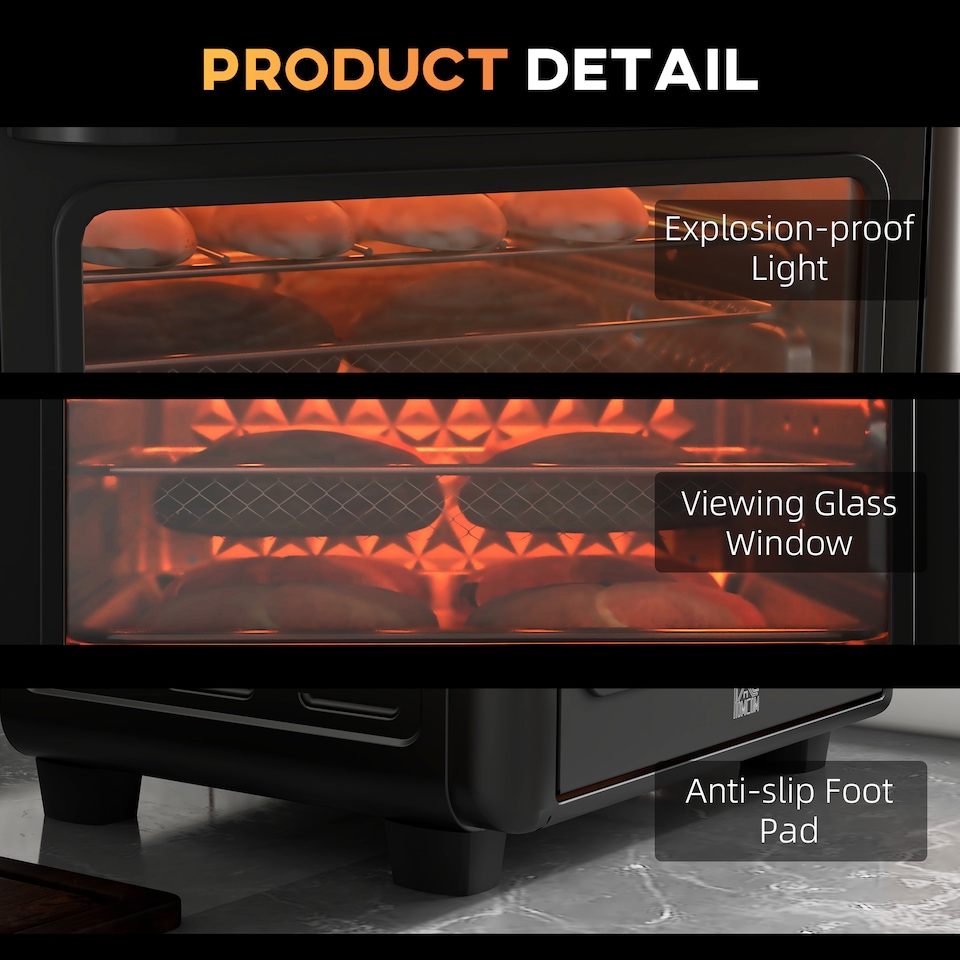 image 1 of HOMCOM Air Fryer Oven, 13L Multifunction Mini Oven, Countertop Convection Oven with Glass Door, Adjustable Temp and Timer, 12 Preset Programs, Oil-Less Cooking, Accessory Included, 1500W